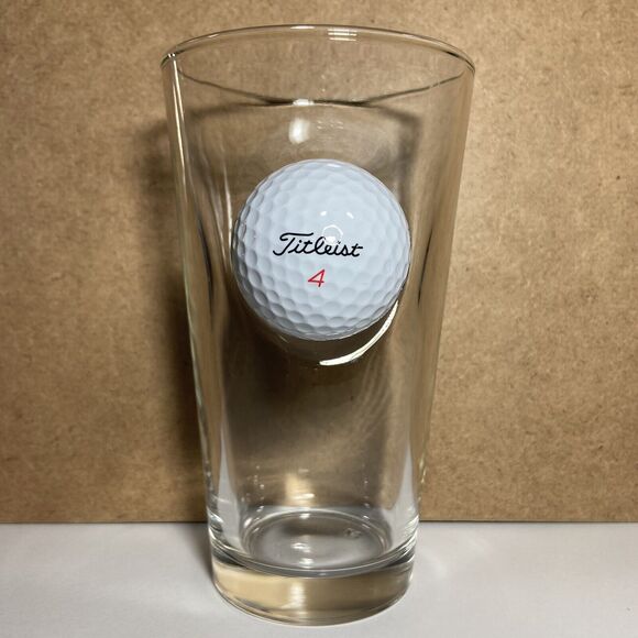 Ben Shot Novelty Pint Golf Glass with Embedded Titleist #4 Golf Ball 16 Oz - Picture 2 of 9